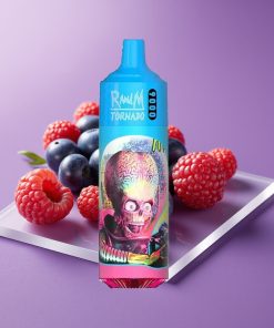 RandM Tornado 9000 Puffs 850 mAh 18 mL Mesh Coil RGB Display Βακκινιού Ξινή Σμέουρα